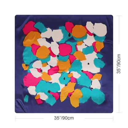 DRESHOW 35” Large Square Satin Head Scarf - 4Pcs Silk Accessories Classic Patterned Squares Beach Bandanas for Women - color: 4 Pcs: Colorful Graffiti