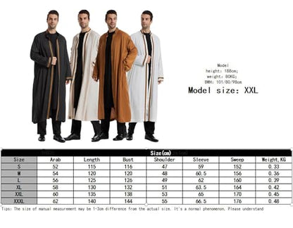 Qianliniuinc Thobe for Men Abaya Islamic Clothing - Muslim Kaftan Dubai Arabic Robe Loose Fit Casual Prayer Wear - color: Camel, size: Medium