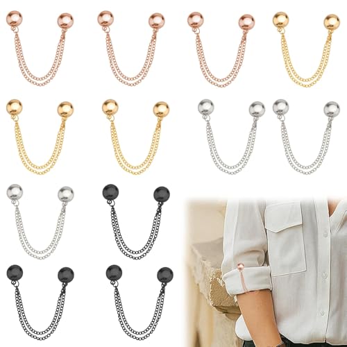 Magnetic Clothing Clips – 12-Pack Secure Fit Clips with Chain for Pants, Shirts, Scarves, Ideal for Women, 4 Colors