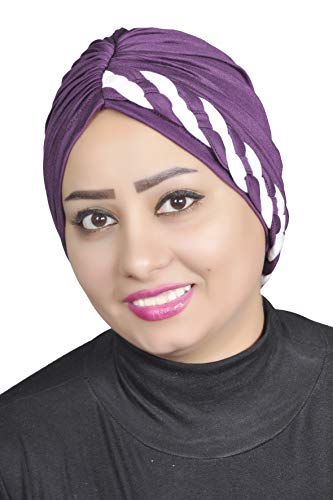 AL AMIRA Stretch Turban Headwrap for Women – Soft Hijab Cap - color: Purple