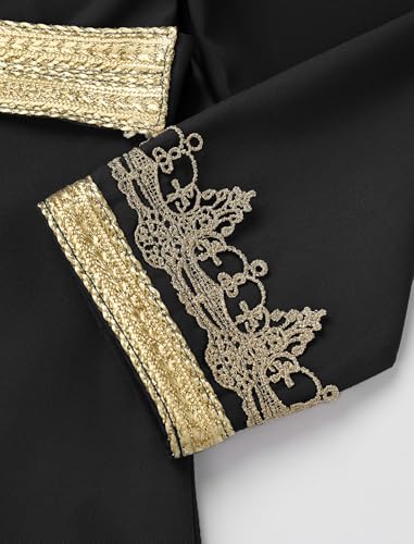 IWEMEK Abaya for Girls Muslim Prayer Dress Kids Islamic Dubai Eid Ramadan Clothes Wedding Saudi Arabic Kaftan Dress with Belt - color: Black+gold, size: 9-10 Years