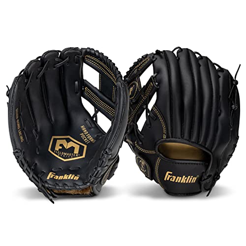 Franklin Sports Field Master Baseball + Softball Glove - Field Master Adult + Youth Baseball + Softball Mitt - Men's + Women's Gloves - color: Black/Gold, style: 11" - I Web