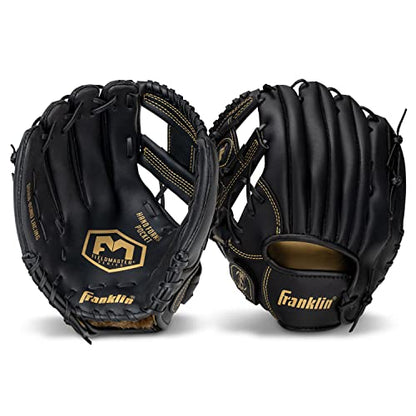 Franklin Sports Field Master Baseball + Softball Glove - Field Master Adult + Youth Baseball + Softball Mitt - Men's + Women's Gloves - color: Black/Gold, style: 11" - I Web