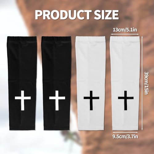 BOXOB 2 Pairs Faith Cross Arm Sleeves, Polyester Football Arm Sleeves