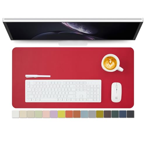 Leather Desk Mat - Non-Slip PU Desk Pad for Office and Home - Desk Organization and Accessories - Ideal for Large Mouse Pad and Desk Mats on Top of Desks (Rose Red,27.6"x 13.8") - color: Rose Red, size: 27.6" x 13.8"