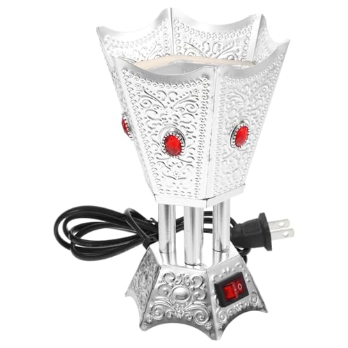 Beavorty Electric Incense Burner Desktop Censer Holder for Bakhoor Arabic Electric Censer Burner Vintage Table Centerpiece for Home Office Decor Us Plug - color: Silver Us