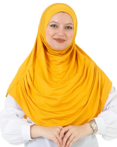Prien Ready To Wear Hijab For Women, Instant Turban, Soft Muslim Scarf For Prayer, Long Hijabs, Islamic Clothes, Jersey Abaya - color: Deep Yellow