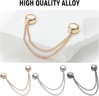 Multi-Function Magnetic Clothing Clips, 4 Packs Pinless Colorful Hijab Magnets, No Pierce Clothing Buttons for Women Dress Shirt Scarf - color: Silver-A