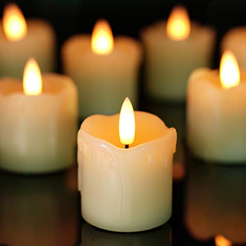 Homemory 2"x2" Real Wax Flameless LED Votive Candles, 6H Timer, 6 Pack - color: Ivory Base (6 Pack, Timer)