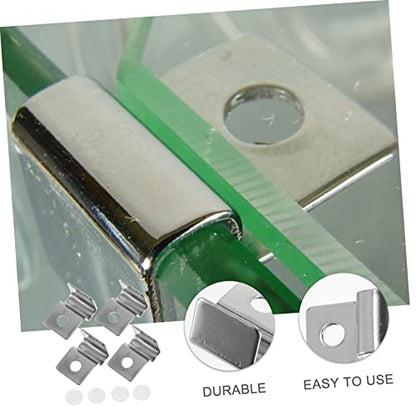 Happyyami 4pcs Fish Tank Glass Cover Brackets Easy Install Clips for Aquarium Lid Support Prevent Fish from Jumping Tank Accessories