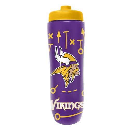 Party Animal NFL Football Squeeze Bottle, 32 oz BPA-Free Sports Water Bottle with Quick Flow for Kids & Adults, Minnesota Vikings - color: Minnesota Vikings