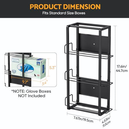 THYGIFTREE Magnetic Glove Holder for 3 Boxes, Wall Mount Glove Box Holder, Metal Disposable Glove Dispenser for Toolbox, Garage, Workshop, Kitchen, Fridge - size: 3-Box Vertical