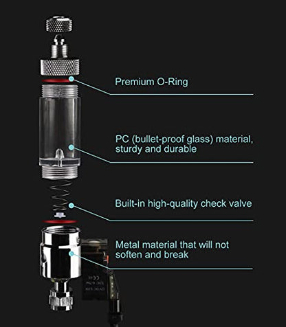CO2 Bubble Counter with Solenoid Valve and Check Valve for CO2 Generator Regulator Planted Aquarium Screw Connection - color: Screw connection with Bubble Counter