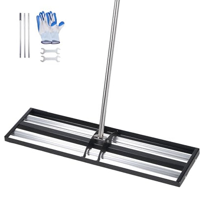 VEVOR Updated Lawn Leveling Rake with Roller, 30" x 10" Stainless Steel Lawn Leveler with 83.9" Adjustable Handle, Heavy Duty Yard Leveling Rake, Effort Saving Lawn Leveling Tool for Yard Golf Court - size: 10x30x84in(with Roller)