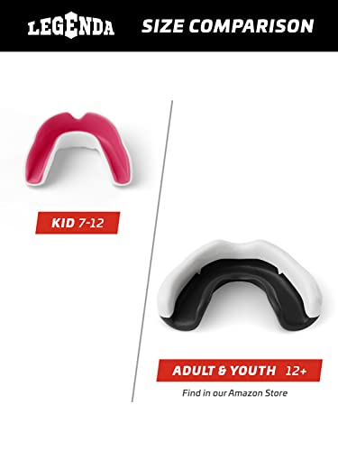 Legenda Sports Mouthguard for Kids (w/Case), Professional Mouthguard for Boxing, MMA, Karate, Football, BJJ, Martial Arts, Rugby, Lacrosse, Hockey (White/Pink) - color: White-pink