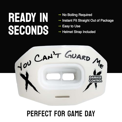 DAMAGE CONTROL Youth Football Mouth Guard – Breathable No Boil Mouthpiece, Protects Lips & Teeth, Works with Braces, Includes Helmet Strap – Sports Gear & Accessories (You Can't Guard Me) - color: You Can't Guard Me