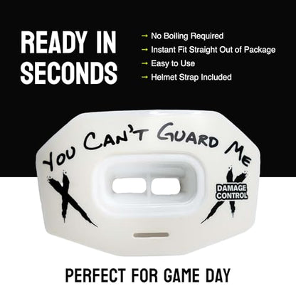 DAMAGE CONTROL Youth Football Mouth Guard – Breathable No Boil Mouthpiece, Protects Lips & Teeth, Works with Braces, Includes Helmet Strap – Sports Gear & Accessories (You Can't Guard Me) - color: You Can't Guard Me