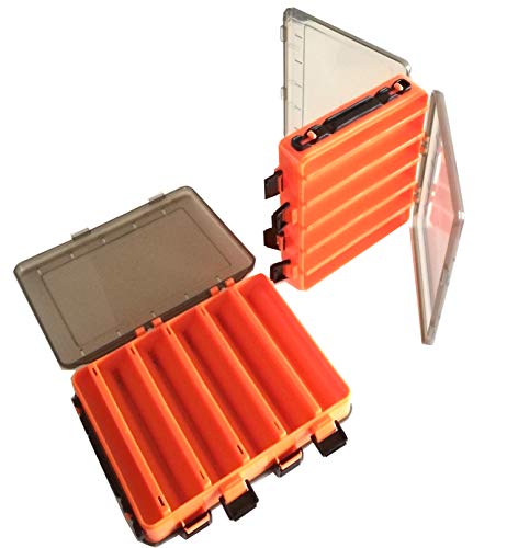 Fishing Tackle Box Set – 2-Pack Double-Sided Reversible Lure Organizer (Orange,10-Slotx2) - color: Orange,10-Slotx2