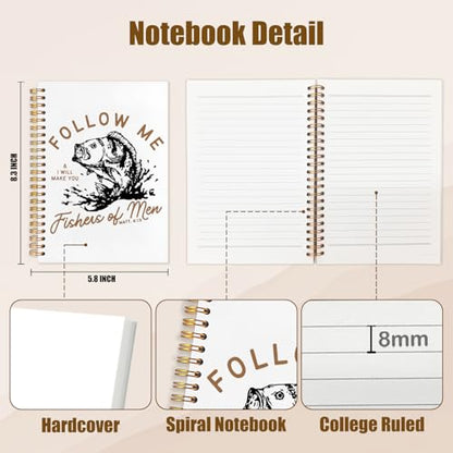 Retro Fish Christian Notebook,Bible Journal for Men, Matthew 4:19 Bible Verse Journal, Religious Scripture Spiral Notebook Journal for Note Taking, Christian Gifts for Women Men, 5.5x8.3 Inch - color: follow me