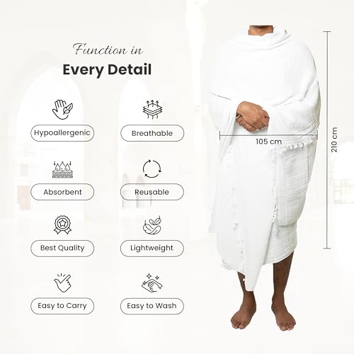 Premium Microfiber Ihram and Ihram Belt with Accessories for Hajj and Umrah Essentials - color: Ihram Accessories