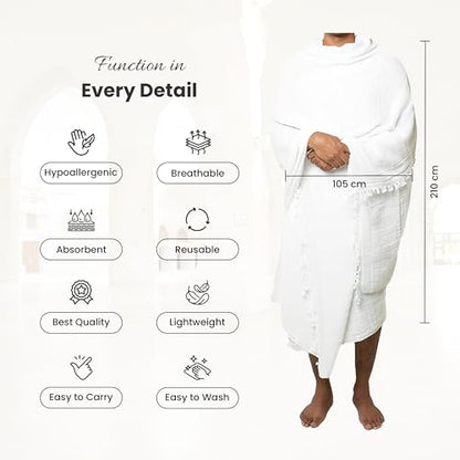 Premium Microfiber Ihram and Ihram Belt with Accessories for Hajj and Umrah Essentials - color: Ihram Accessories