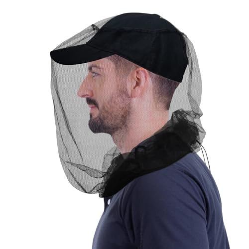 South to East Premium Mosquito Head Net for Insect 2 Pack, Ultra Clear View | Extra Fine Holes, Chemical-Free Fly & Bug Protection for Camping, Hiking, Fishing, Safari, Fit All Hats for Men & Women - color: Coal-black