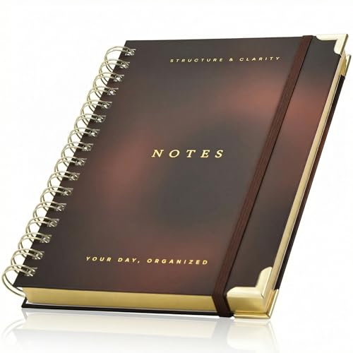 Aesthetic Daily Planner And Notebook With Hourly Schedule - Beautiful Spiral To Do List Notepad For Work/Home to Organize Tasks And Appointments - Stylish School/Office Supplies Journal Book For Women - color: Brown
