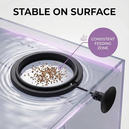 Aquarium Feeding Ring with Suction Cup Holder, Floating Fish Food Circle for Tanks, Black 1 Pack, Turtle Feeding Ring for More Controlled Pellets and Flakes