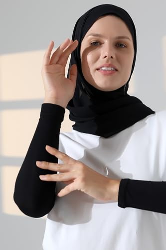 ihvan online, Hijab Sleeves for Women, Muslim Arm Sleeve for Prayer, Women's Soft Stretchy Modest Sleeves to Cover Arms - color: Black