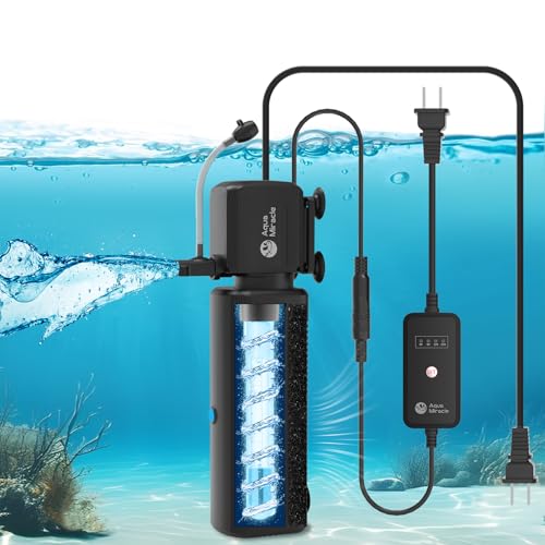 AquaMiracle Aquarium Filter with U - V Light & Filter Sponge, Fish Tank Filter with Timer for Green Water, Turtle Filter with Aeration & Rainfall Mode for Aquarium 10-30 Gallon - size: For Aquariums 10-30 Gal(SV-500)