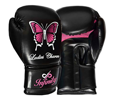 Womens Boxing Gloves Kids MMA Training Ladies Punching Mitts Girls Childrens - color: Black ButterFly Boxing Gloves, size: 14Oz
