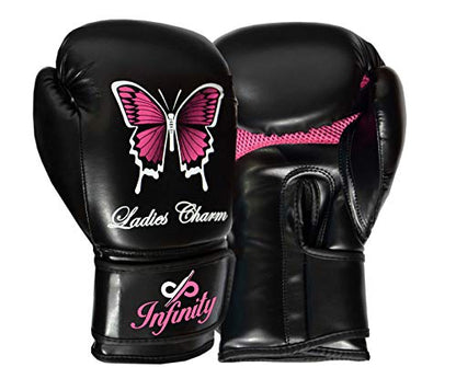 Womens Boxing Gloves Kids MMA Training Ladies Punching Mitts Girls Childrens - color: Black ButterFly Boxing Gloves, size: 14Oz