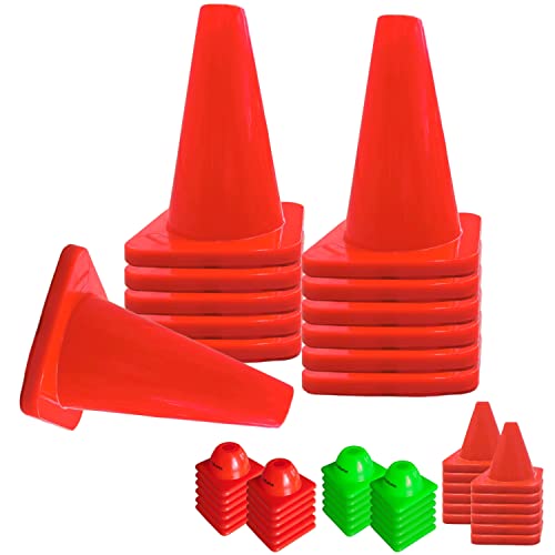 Versatyle Heavy Duty Agility Training Cones (2 in, 6 in, 9 in, 12 in, 28 in) for Sports, Kids Coaching, Multipurpose Field Marker Cones, Soccer, Basketball Drills, Bike, Motorcycle, Traffic Training - style: 9in, Orange