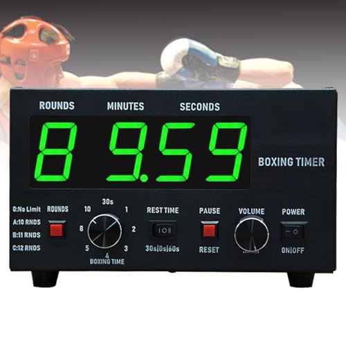 Boxing Timer, LED Gym Timer with Full Button Operation, Adjustable Buzzer and Stopwatch, Selectable Training Time and Cycle Repetitions for Muay Thai and Kickboxing Green - color: Green