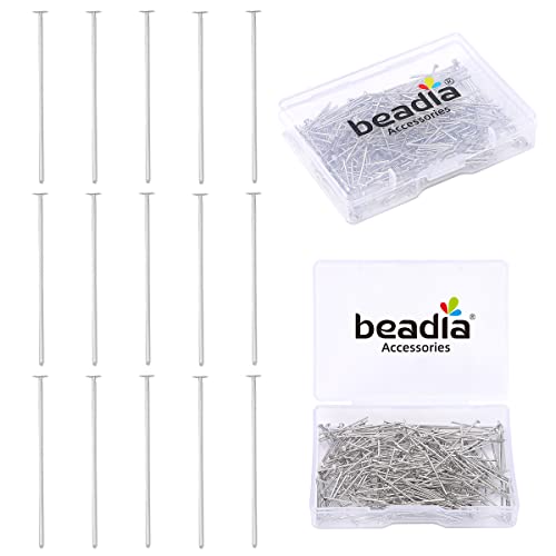 BEADIA Platinum Plated Flat Head Pins Non Tarnish 20mm 300pcs for Jewelry Making Findings - color: Flat Head Pins Platinum, size: 20x0.7mm