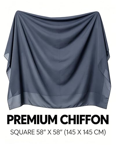 Lina & Lily Premium Chiffon Hijab Head Scarf Shawl Wrap for Muslim Women Square 58'' x 58'' - color: Slate Gray