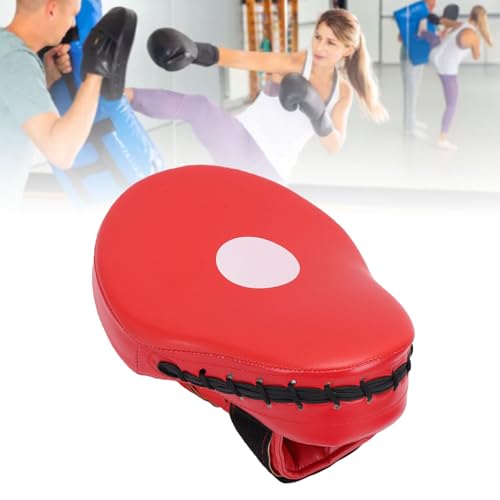 Boxing Curved Focus Punching Mitt PU Leather Boxing Pad with Adjustable Strap for Taekwondo Training - color: Red