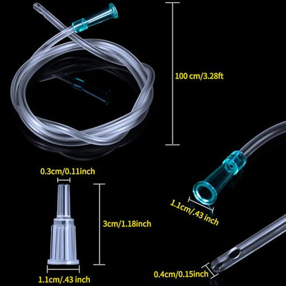 BBTO 2 Pieces Large Plastic Syringe with Tube 40 Inch Handy Plastic Tubing and Connections for Scientific Lab,Glue Dispensing,Watering,Refilling,Feeding and Measuring(300 ML) - size: 300 ML