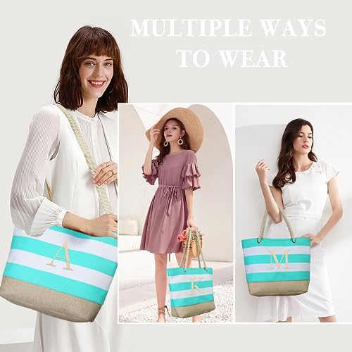 YOOLIFE Beach Bags for Women - Travel Canvas Beach Tote, Pool Waterproof Bag, Travel Essentials, Gifts for Women Birthday - color: Blue, style: D