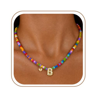 Colorful Initial Necklaces Fashion Stuff 18K Gold Plated Letter A-Z - color: B
