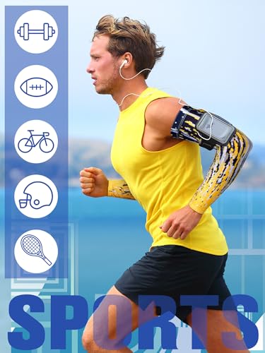 Tisancy 10 Pairs Sun Protection UV Arm Sleeves Cooling Anti Slip Compression Sleeves Sports Polyester Cycling Covers - size: Large, style: Stripe Style
