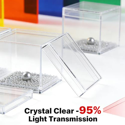 Small Acrylic Boxes Clear Candy Box with Lids Plastic Square Cube 2 Pieces Small Acrylic Storage Containers for Pill and Tiny Jewelry - size: 1.3 x 1.3 x 1.3 Inch