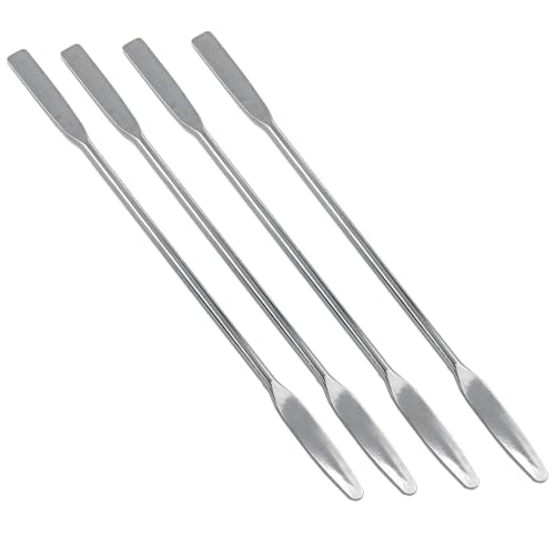 Stainless Steel Lab Laboratory Mini Double-Ended Spatula Semi-Micro Shovel Conical Arrow End Flat End -4PCS