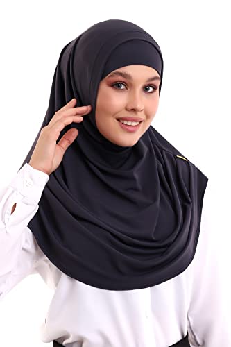 ihvan online, Hijab Scarves for Women, Ready to Wear, Lightweight and Comfortable Headscarf, Instant Turban, Jersey, Presewn - color: Navy Blue
