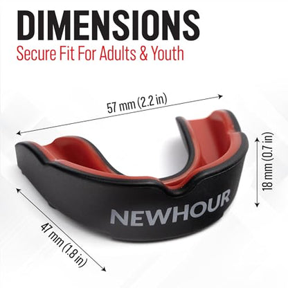 Basic Sports Mouthguard for Boxing, MMA & Football | Boil-and-bite fit with ventilated case - color: Black