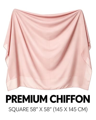 Lina & Lily Premium Chiffon Hijab Head Scarf Shawl Wrap for Muslim Women Square 58'' x 58'' - color: Blush Pink
