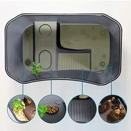 for Turtle Vivarium Box Aquarium for Breeding Box Habitat Tortoise Food Feeding Box with Basking Pl - color: White