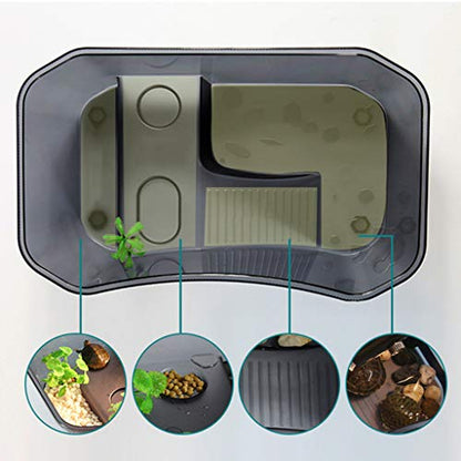 for Turtle Vivarium Box Aquarium for Breeding Box Habitat Tortoise Food Feeding Box with Basking Pl - color: White