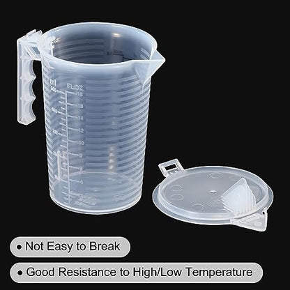PATIKIL Graduated Beaker, 500ml PP Plastic Liquid Measuring Cup Double Sided Black Graduations with Handle Lid and Spout for Lab Kitchen Home - size: 500ml