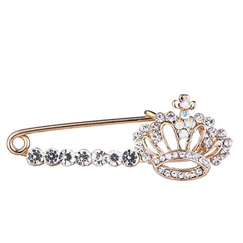 Crystal Pearl Flower Brooches Pins Fashion Beautiful Created Rhinestone Floral Brooch Good Idea for Party Dance Wedding Banquet for Elegant Women Girl - color: Crown Safety pin